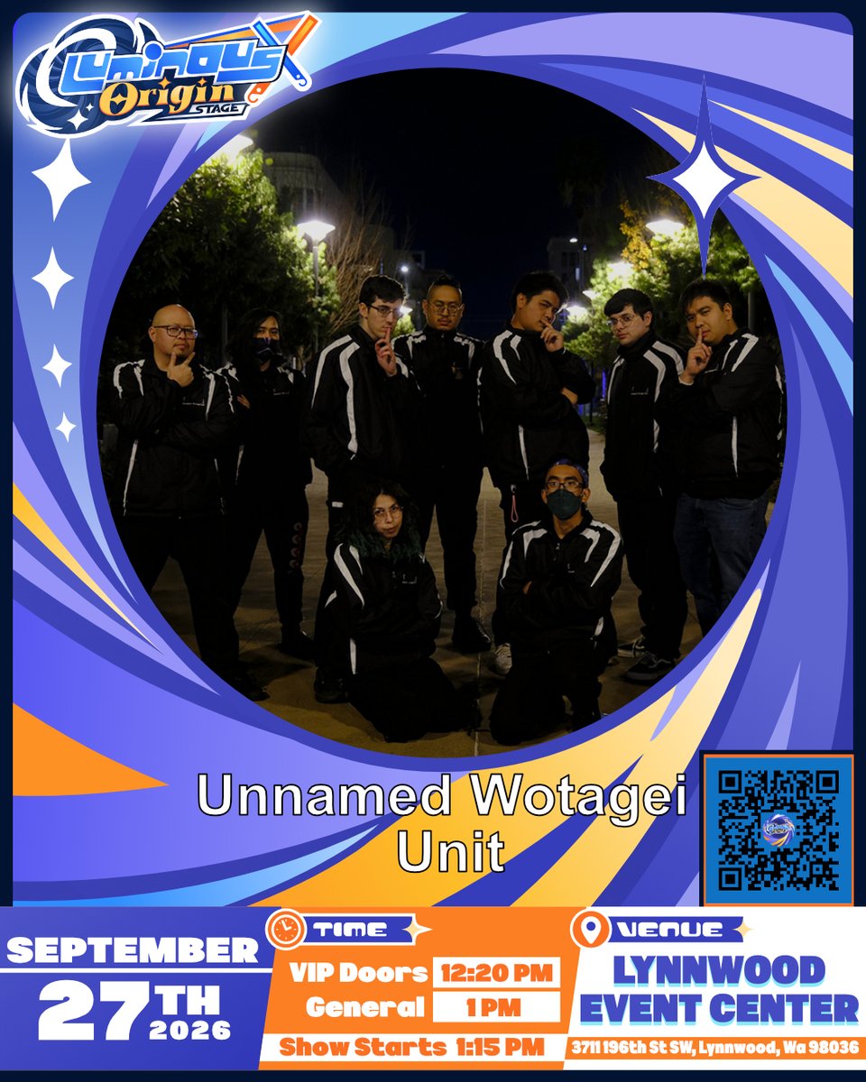 LuminousOrigin's tweet photo. Please welcome
UWU!
"Unnamed Wotagei Unit is an inter-coastal wotagei team with members located all over the USA. We've traveled all over the country to spread our passion for wotagei and excited to be in Seattle for the first time! We hope you're excited to see our performance!" https://t.co/oCP1Y44JVf