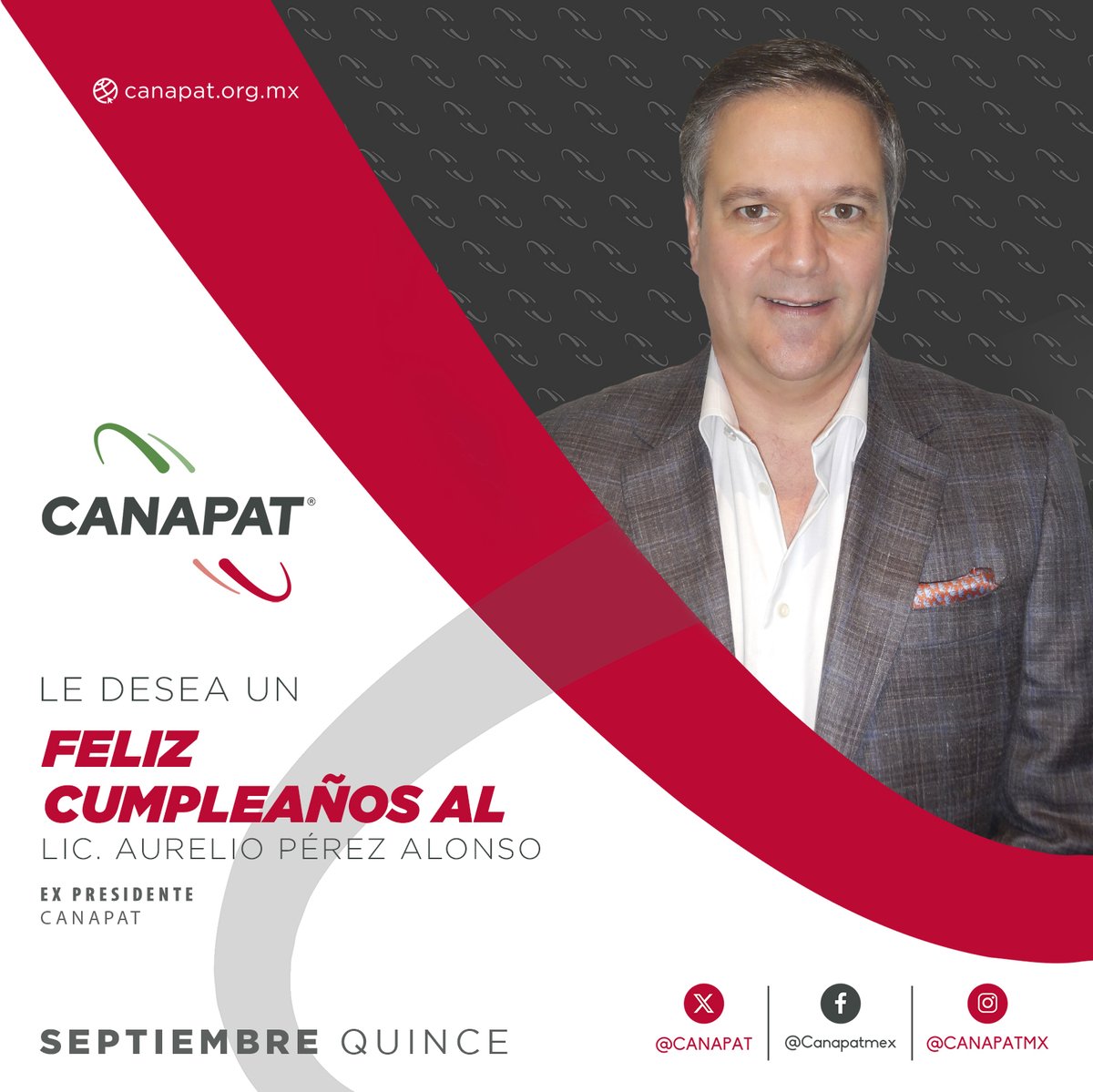 CANAPAT's tweet photo. Felicitamos al Lic. Aurelio Pérez Alonso, ex presidente de la #CANAPAT con motivo de su cumpleaños.

Reciba un cordial y afectuoso saludo en nombre de todos los afiliados e integrantes de la Cámara.

@Virginia_Olalde https://t.co/nwDwDu0wAY