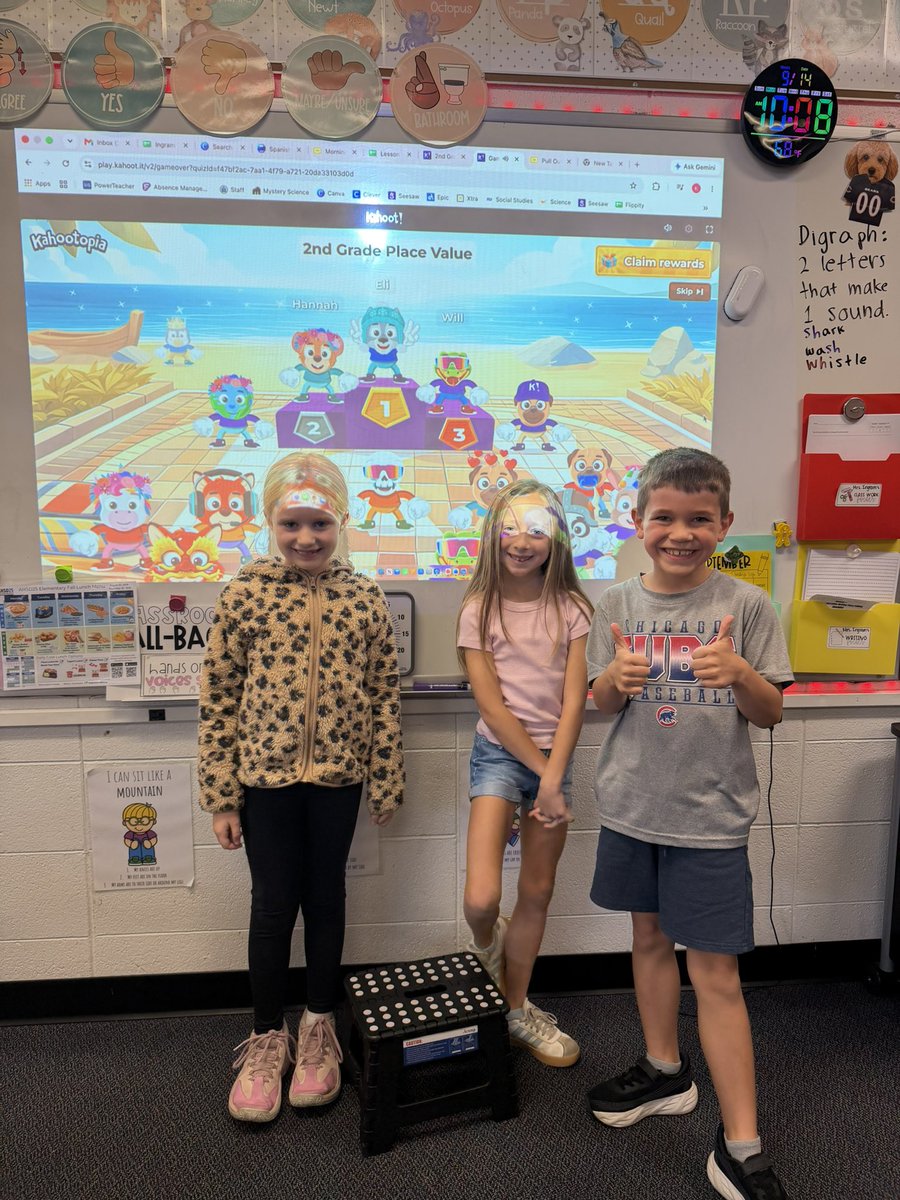 MrsIngram2nd's tweet photo. Preparing for our place value test with some friendly competition on Kahoot! congrats to our winners 🎉 https://t.co/7c7pMq12Aa