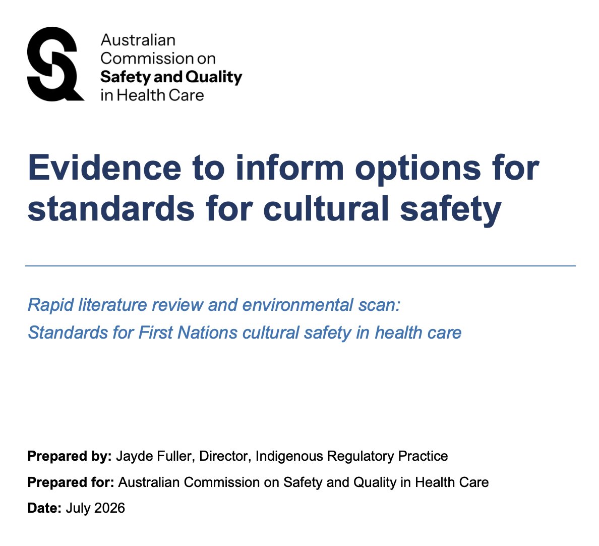 APPRISE_network's tweet photo. This report was commissioned by the @ACSQHC. It presents a rapid literature review and an environmental scan. Together, they address a critical gap in Australia's health system 
#FirstNations #culturalsafety #healthcare
Download: https://t.co/JDAnXNAWyl https://t.co/nX1FOaTOmw