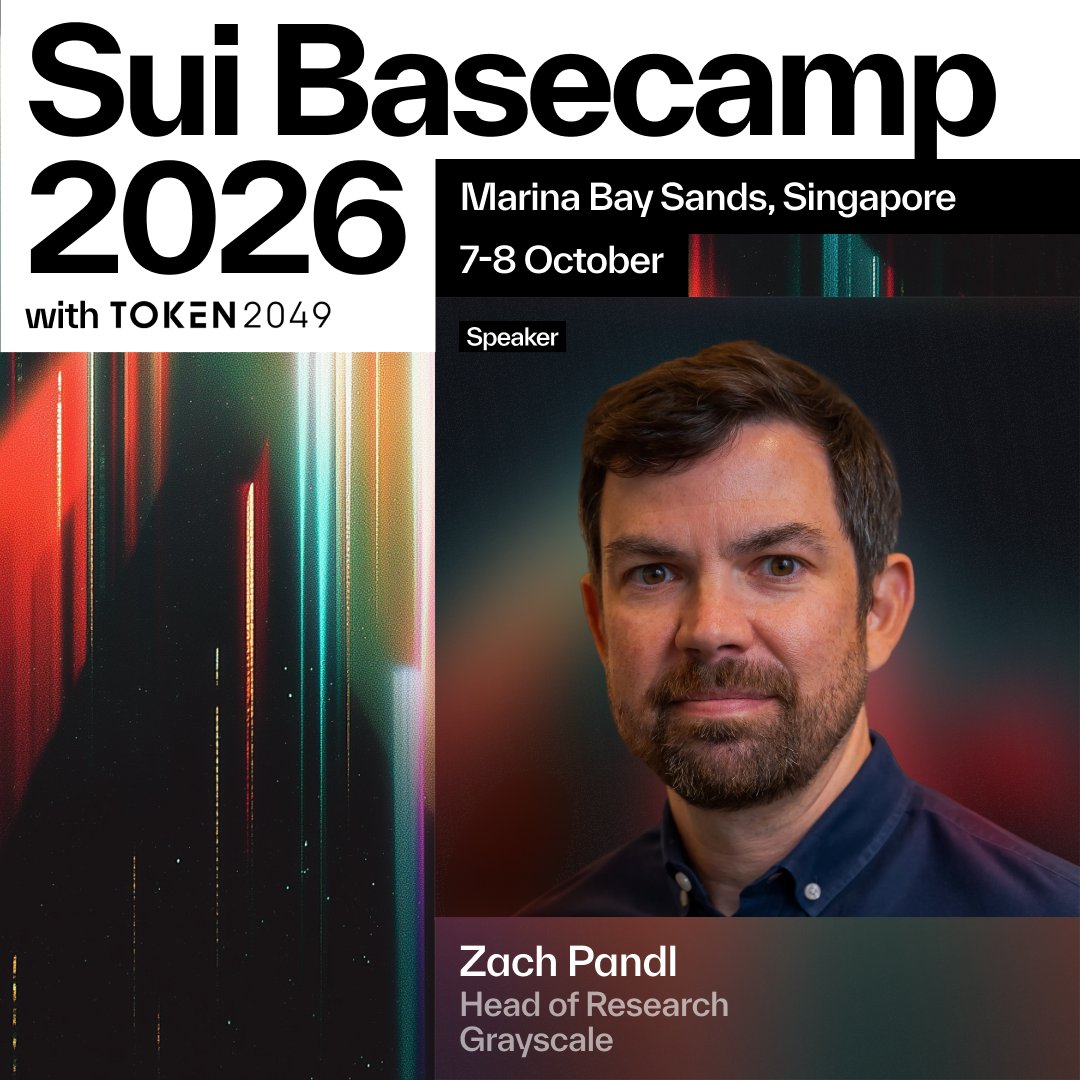 SuiNetwork's tweet photo. We’re bringing @EvanWeb3 of @Mysten_Labs, Matt Stafford of @circle, and @LowBeta of @Grayscale to Sui Basecamp 2026.

Hear three distinct perspectives on how AI and money will transact, how institutions will invest, and how finance will operate onchain.