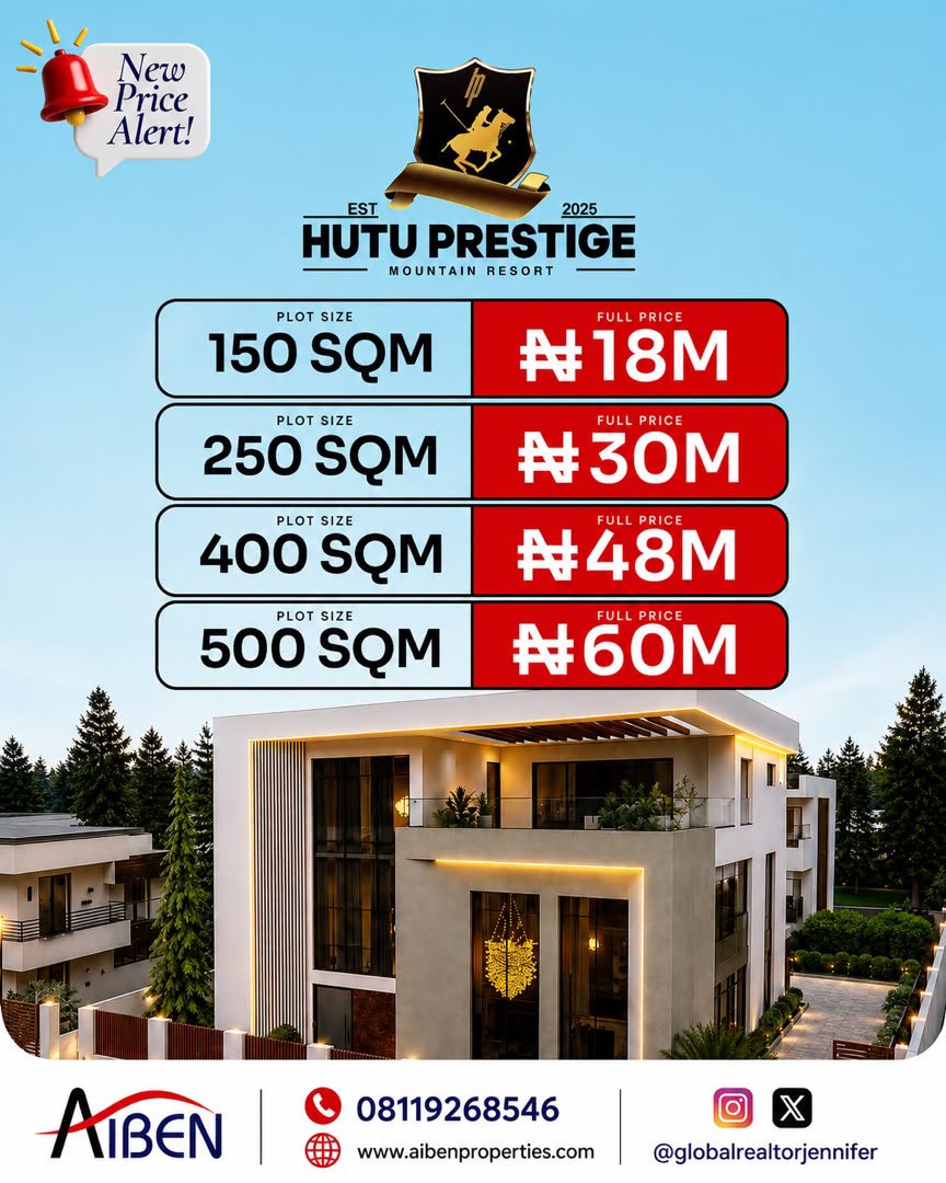 Msontey's tweet photo. Another day to remind you to not miss out on the experience and lifestyle that comes with investing at HUTU PRESTIGE estate ,Lugbe 
It’s more than a place to own ,
It’s an opportunity for you to be part of a premium community designed for modern living 
My DM is open,let’s talk https://t.co/uXuOjdDQQw