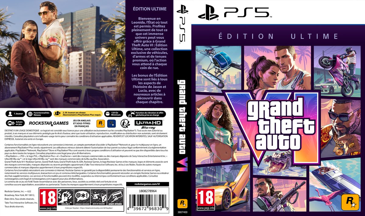 Slaydzer's tweet photo. J'ai fait une jaquette #GTAVI en français pour l'édition ultime ! https://t.co/rKW7r6ERpV