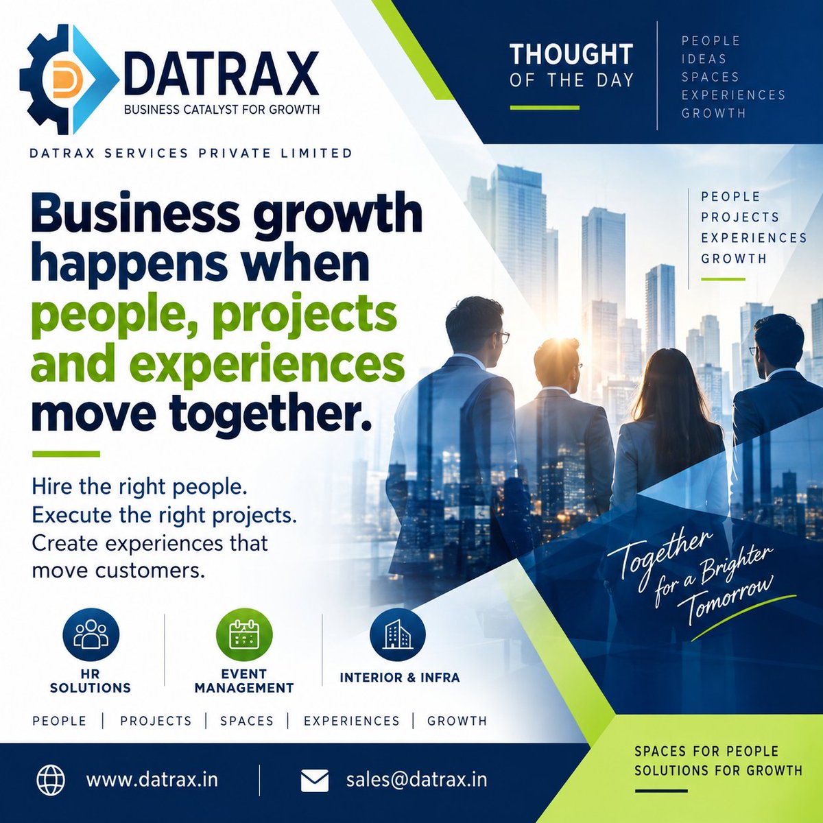 DatraxLtd's tweet photo. People. Projects. Experiences. Growth.
Business growth happens when all four move together.
Hire the right people
Execute the right projects
Create experiences that move customers
🌐 https://t.co/RoRqY0fDcu

#DATRAX #HRSolutions #Recruitment #CorporateEvents #InteriorSolutions https://t.co/rSMulo55kC