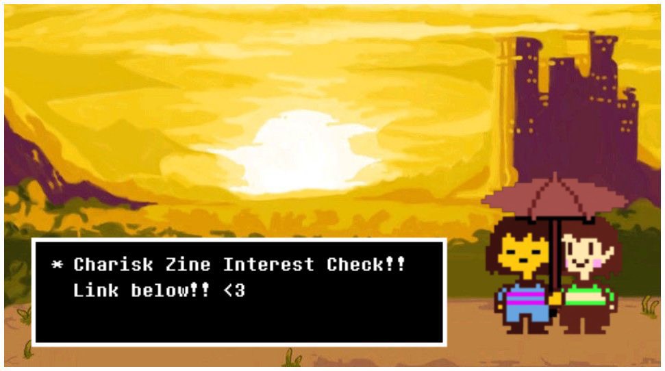 ChariskZine's tweet photo. CHARISK ZINE
INTEREST CHECK
*
*
*
*
#undertale #utdr #zine #chara #frisk #charisk #deltarune https://t.co/lTjeKbzxpn