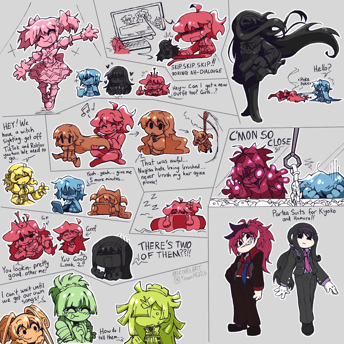 TeamHQ26's tweet photo. Silly Vs Holy Quintet Sketches!! ✨✨

#fridaynightfunkin #MadokaMagica https://t.co/QGqtOBX2kX
