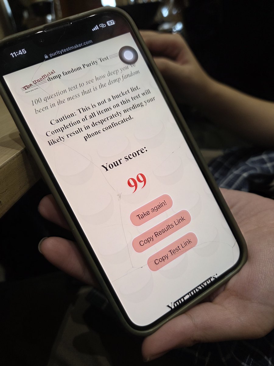 wolfyaltwitch's tweet photo. Friend took that dsmp purity test and almost got a perfect score until they got to 49 im crying https://t.co/sULlBQAbGo