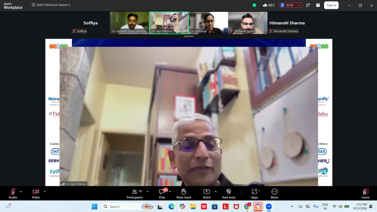 IASCOMolecule's tweet photo. 🎉Another successful session of #IASCOMolecule Season 3! Our 12th session on "Drugs in Myeloid Neoplasm," with Dr Hari Menon as Examiner &amp; Dr. Ramesh Balasubramanian as Speaker received an overwhelming response by participants. Thank you to everyone who had joined. https://t.co/XVy20WsSuD