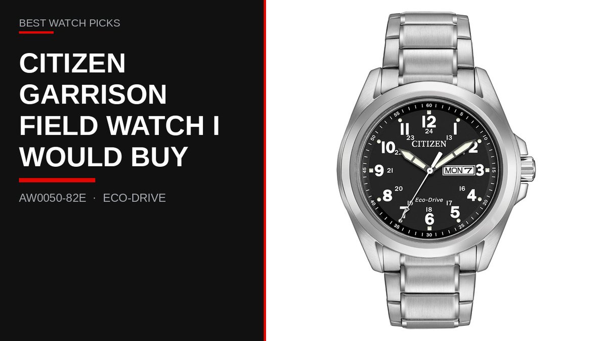 bestwatchpicks's tweet photo. Citizen Eco-Drive Garrison AW0050-82E. Live Amazon US 14 Sep 2026: $243.75 (list $325), In Stock, 4.5★ from 1,527. Steel field Eco-Drive — sold by https://t.co/gMtSIKX7aJ. Affiliate. https://t.co/neMwwPmKGu https://t.co/a4jdMBHbOM