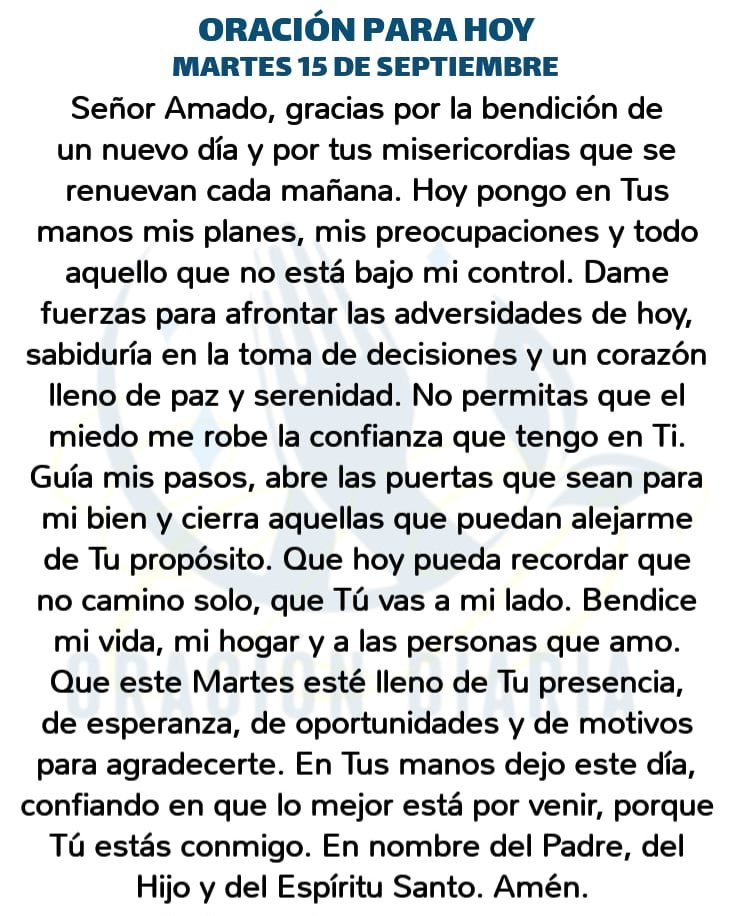 oracion_diaria's tweet photo. Oración Diaria para hoy Martes 15 de Septiembre de 2026 https://t.co/YD2ouPKrMJ
