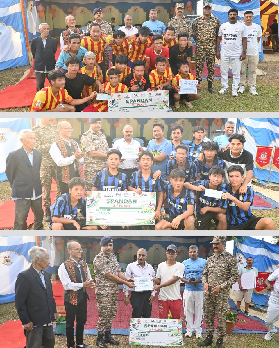 32BNCRPF's tweet photo. THE CLOSING CEREMONY OF FOOTBALL TOURNAMENT HELD ON 12/09/2026 and Prize money was awarded to the winners of the Tournament https://t.co/ZX3QOPQi0E