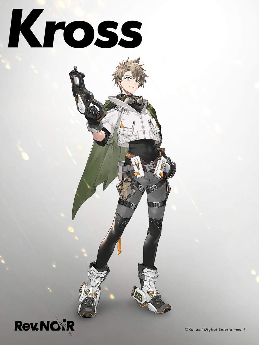Konami's tweet photo. ◤Character Introduction◢

-Kross-

A gunner of the Lysrian City Guards.

He joins the journey after being assigned by his captain to act as a guide for Finé and co.

Soft-hearted and deeply compassionate, he can never turn his back on someone in trouble.

Official Website
https://t.co/SZaCGpp5wF 

#RevNOiR