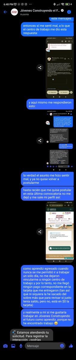 _de4thblow's tweet photo. Nunca me dejaron trabajar ni un sólo día en #JóvenesConstruyendoElFuturome marcaron como'aprendiz egresado'sin haber recibido nada
Soy joven sin empleo,con depresión,  vivo solo,a mí sí m cerraron la puerta y gente q estudia y/o trabaja sí les da el apoyo @STPS_mx @JovConFuturo https://t.co/JIv6rrKcKW