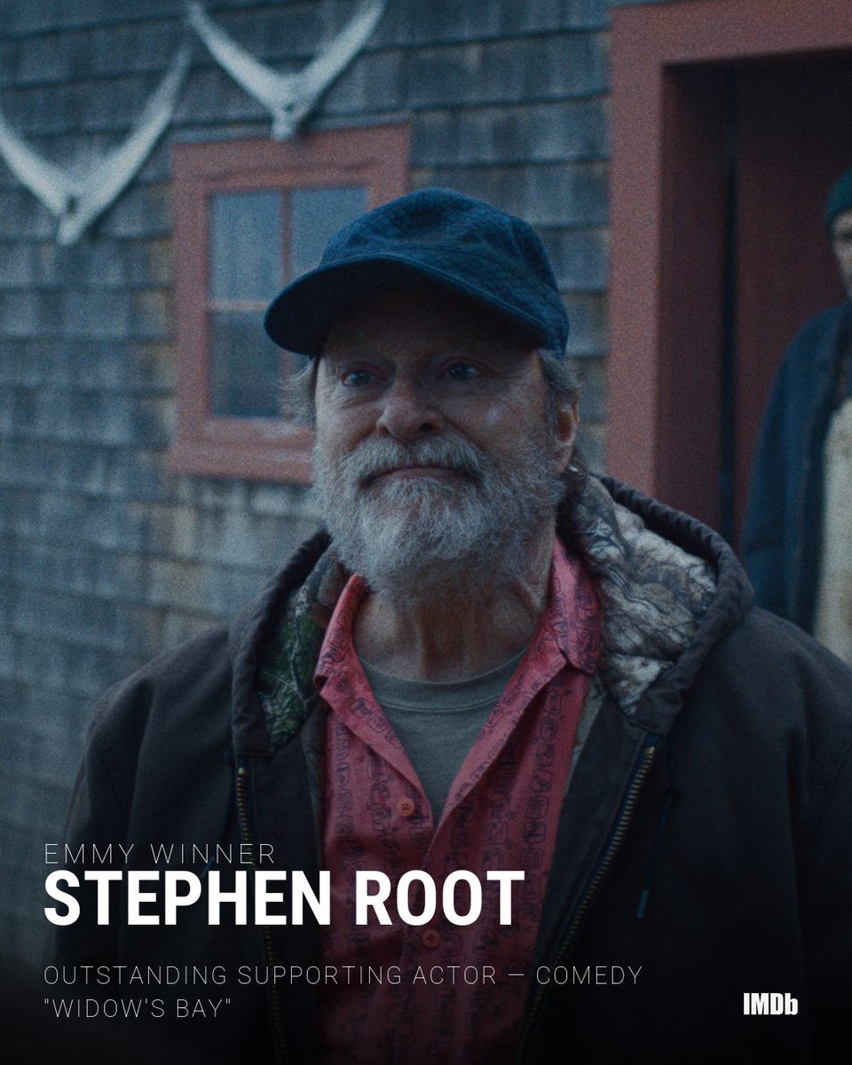 IMDb's tweet photo. Congratulations to #StephenRoot for winning Outstanding Supporting Actor - Comedy in #WidowsBay! 🏆✨ #Emmys https://t.co/VBgBDOfedY https://t.co/hq6f0YcAnL