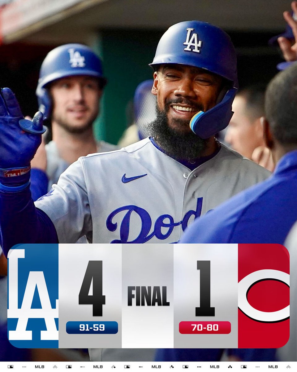 MLB's tweet photo. The @Dodgers clinch their 14th straight #Postseason berth! https://t.co/eWAuJcazqG
