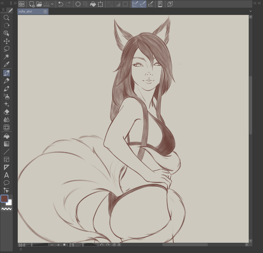nsfw_hiki's tweet photo. Ahri WIP https://t.co/CWUku79eOa