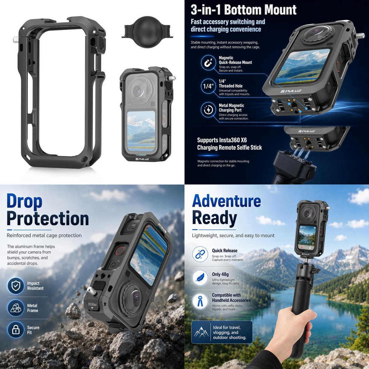 PULUZfans's tweet photo. Armor for your X6. ๐ก๏ธ
Aviation aluminum. CNC-crafted. Light but tough.
Full lens cover. Fits the X6 selfie stick.
๐ #PU1217B
๐ https://t.co/8ObnXcKe3x
๐ Search "PULUZ"
#PULUZ #MetalCameraVerticalCage https://t.co/JUBx9JYzbF