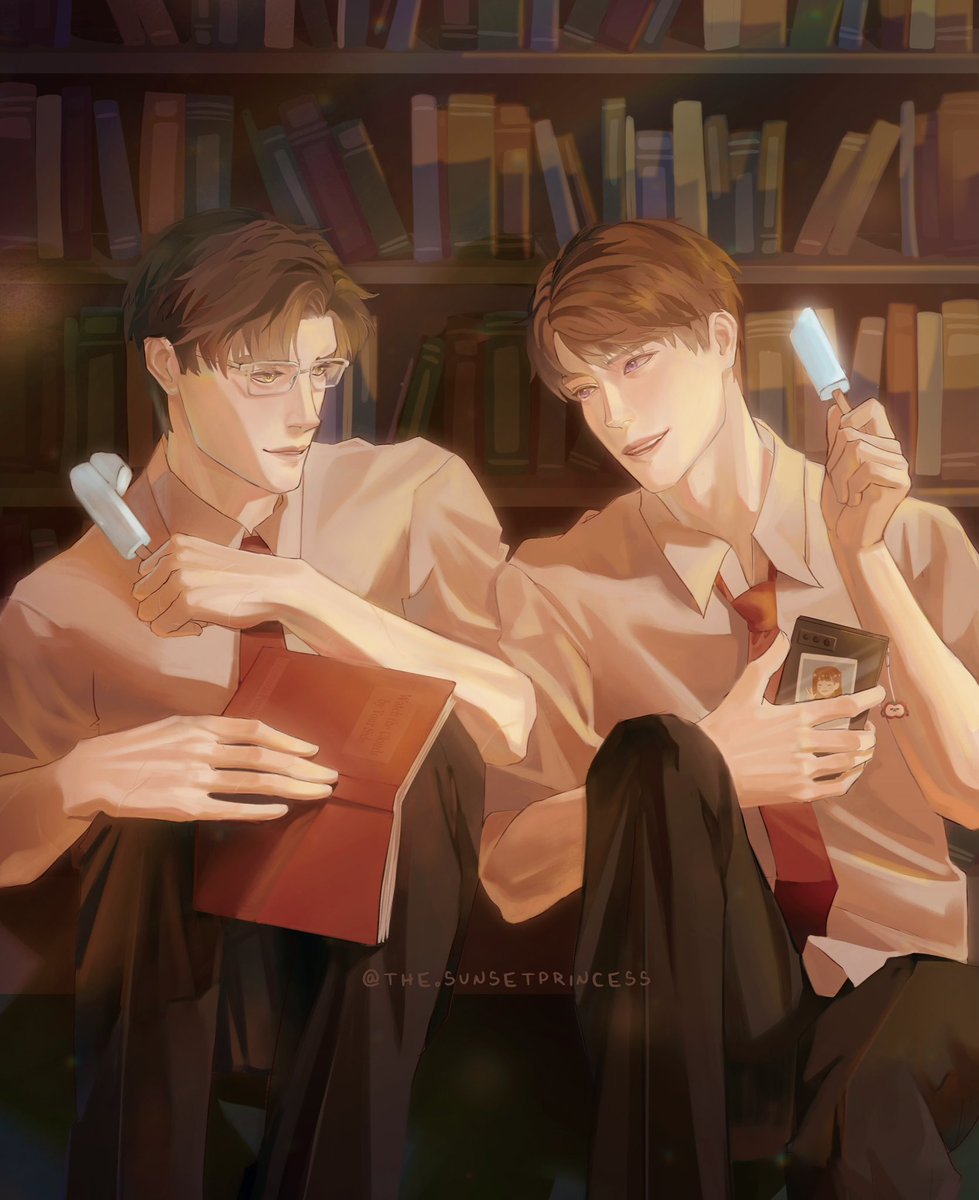 thesunsetprincs's tweet photo. A piece for a Caleb &amp; Zayne Schooldays zine ❄️🍎 https://t.co/GXry4zt0A0