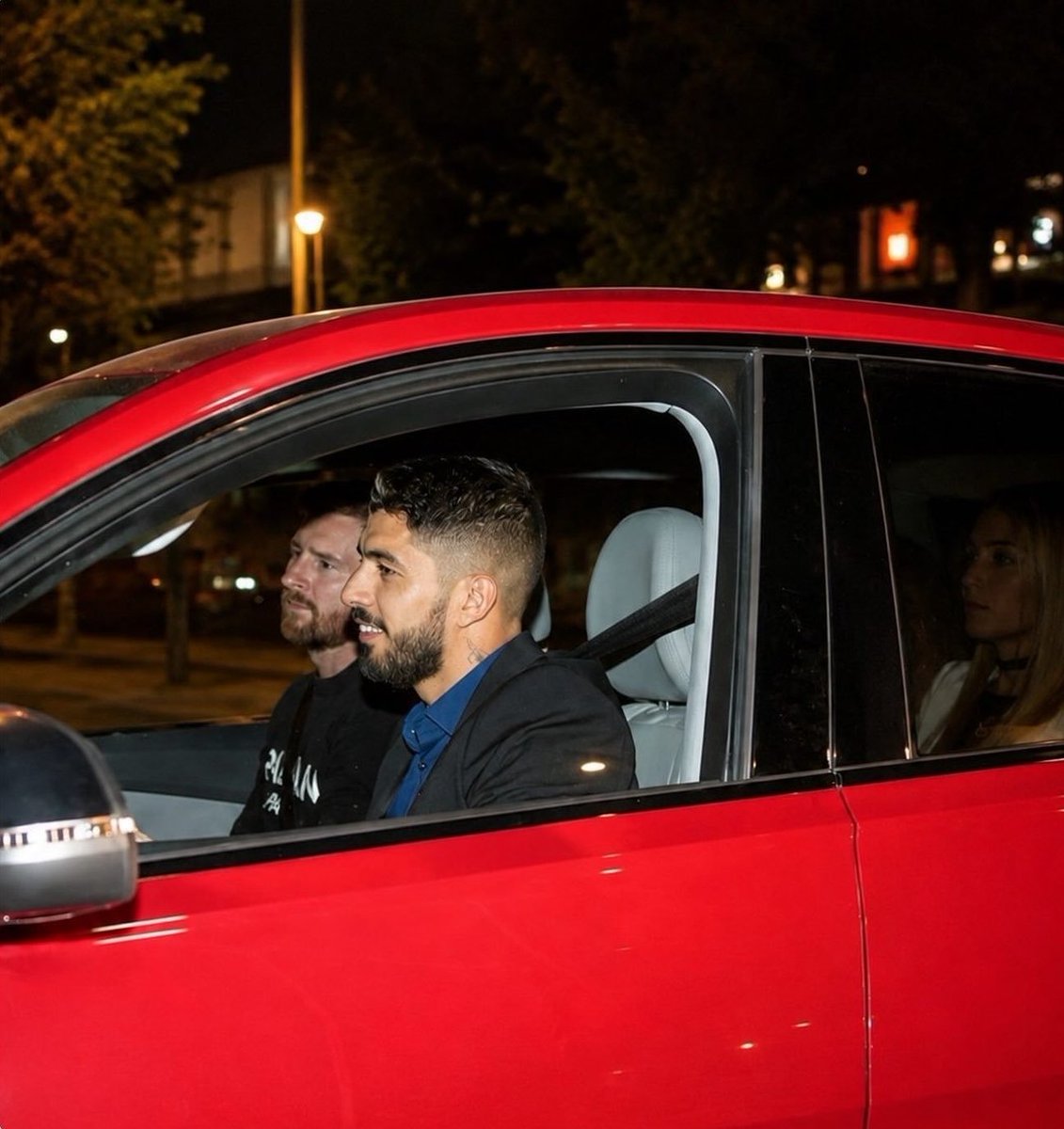 OTMAYOR4's tweet photo. When Suarez made his wife sit at the back just so Messi could sit upfront with him 😂 buddies for life 💪🏾🤗 https://t.co/2hZfmc0eaz