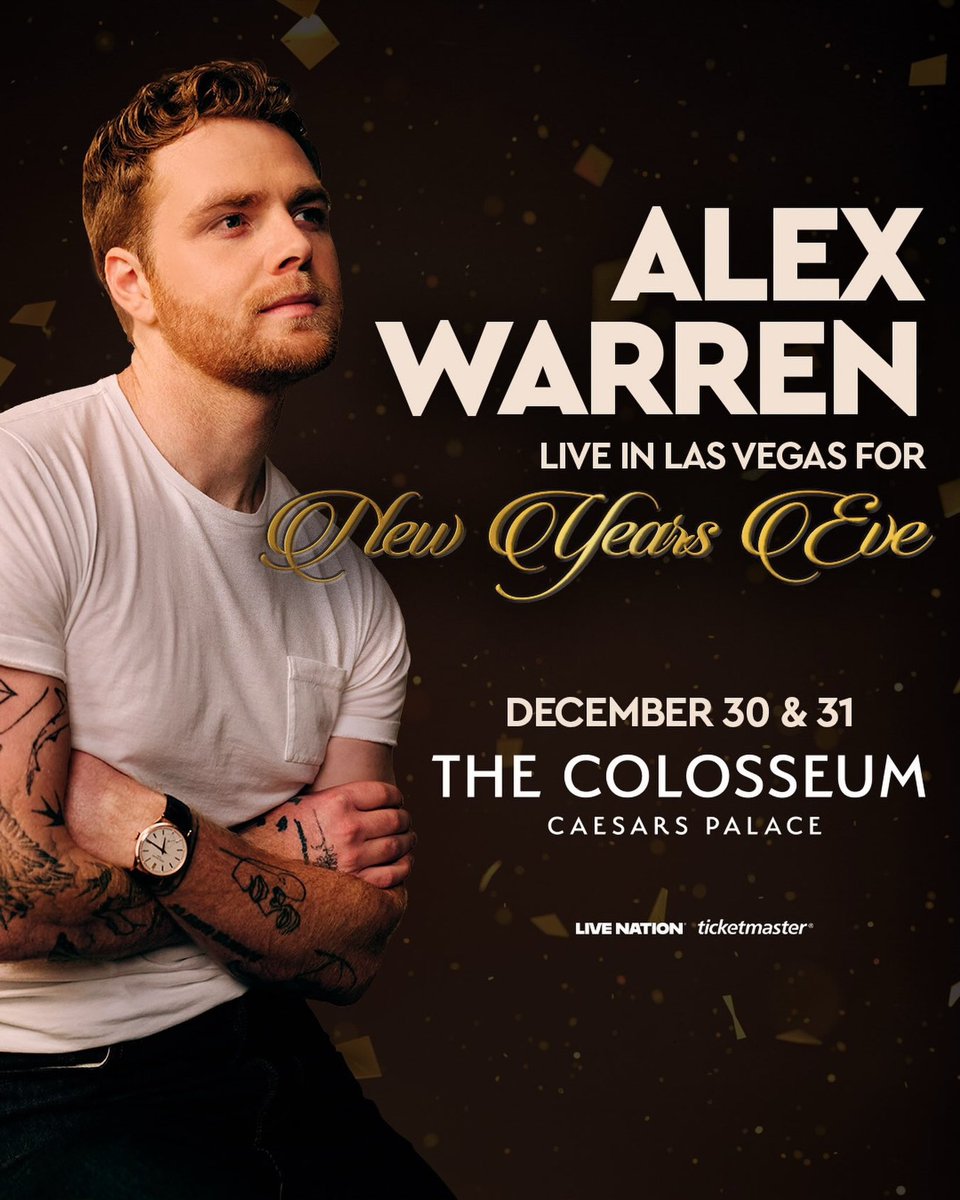 AlexWarrenBRA's tweet photo. Alex Warren acabou de soltar as datas das próximas apresentações ao vivo.

A turnê começa em Las Vegas, Nevada: ele sobe ao palco do The Colosseum at Caesars Palace nos dias 30 e 31 de dezembro de 2026. Logo depois, no dia 2 de janeiro de 2027, o artista embarca para as Bahamas e faz um show exclusivo no Atlantis Paradise Island, em Nassau.

Os ingressos de todas as datas já estão à venda no site oficial dele.