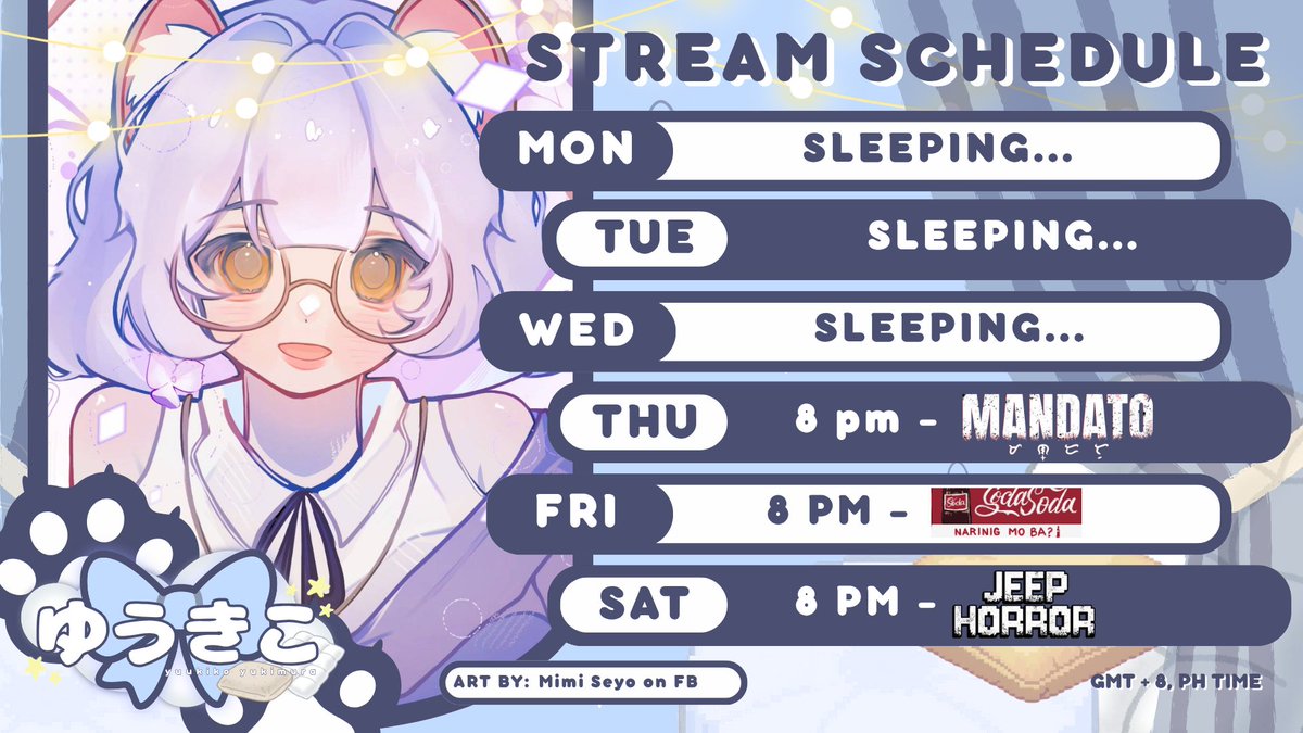 Yuukiko_VT's tweet photo. 【 STREAM SCHEDULE 】SEPT 14 - SEPT 19, 2026

FINALLY ANOTHER STREAM SCHEDULE!! Running out of arts soon~! but here it is! These are all Filipino Indie Horror games that i've recently found! Hope you'll be there~! 

 💙https://t.co/RJ2nS1e0tj
 #PHVtuber #ENVtuber #Vtuberㅤ https://t.co/sOsMiQ1Sgz