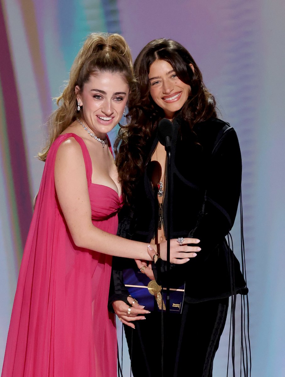 JumpTrailers's tweet photo. Rachel Sennott and Odessa A'zion speak on stage during the 78th Emmy Awards. https://t.co/EfmFB1ypUa