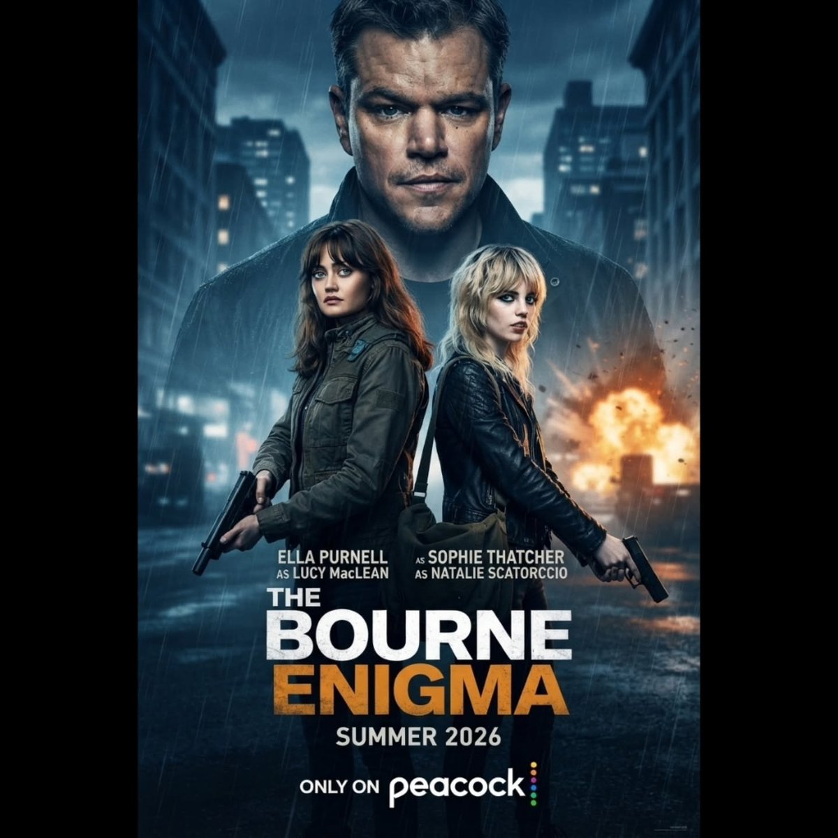 DelbertMunrw's tweet photo. Photo shared by Ahmed Zidane on August 26, 2026 tagging @ella_purnell, @soapy. t, @jasonbourne, and @peacock. May be an image of poster and text that says "SOPHIETHATCHER SOPHIE THATCHER ASNATALIESCATORCCIO AS NATALIE SCATORCCIO SCATO ELLAPURNELL https://t.co/oR8JkRKaxn