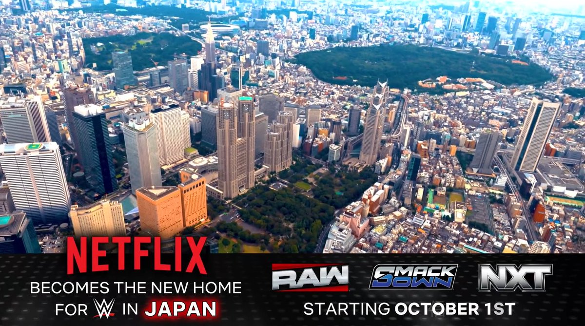 Fightful's tweet photo. Starting on October 1, WWE Raw, SmackDown and NXT will be on Netflix in Japan.
#WWERAW https://t.co/9hliLFPfMk