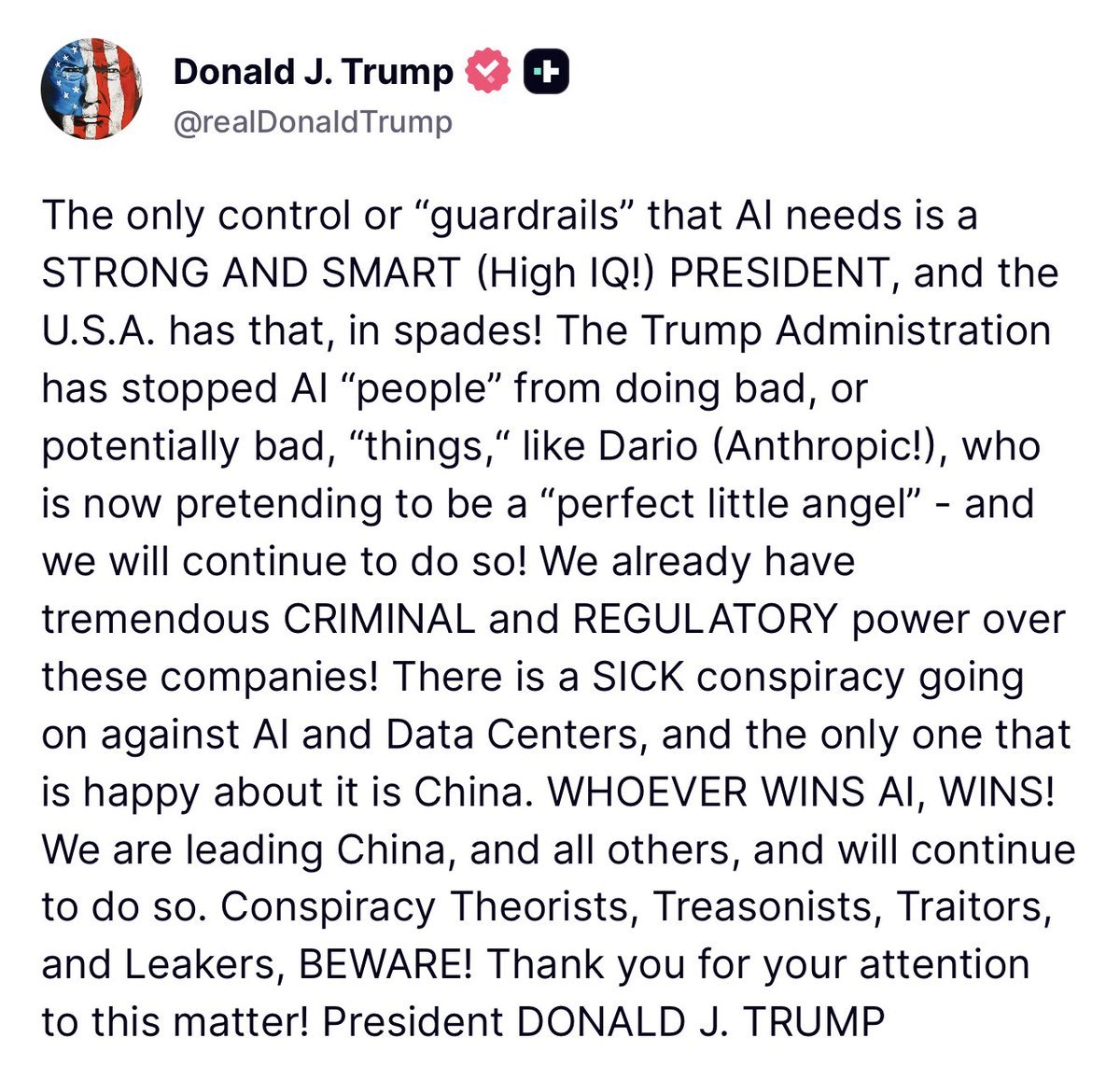 rbprepin's tweet photo. The 2028 election will be ALL about AI. Democrats will play the, "AI is taking jobs and is a threat to humanity" and Republicans will say, "We need AI to beat China". https://t.co/DtM4ZdvuzW