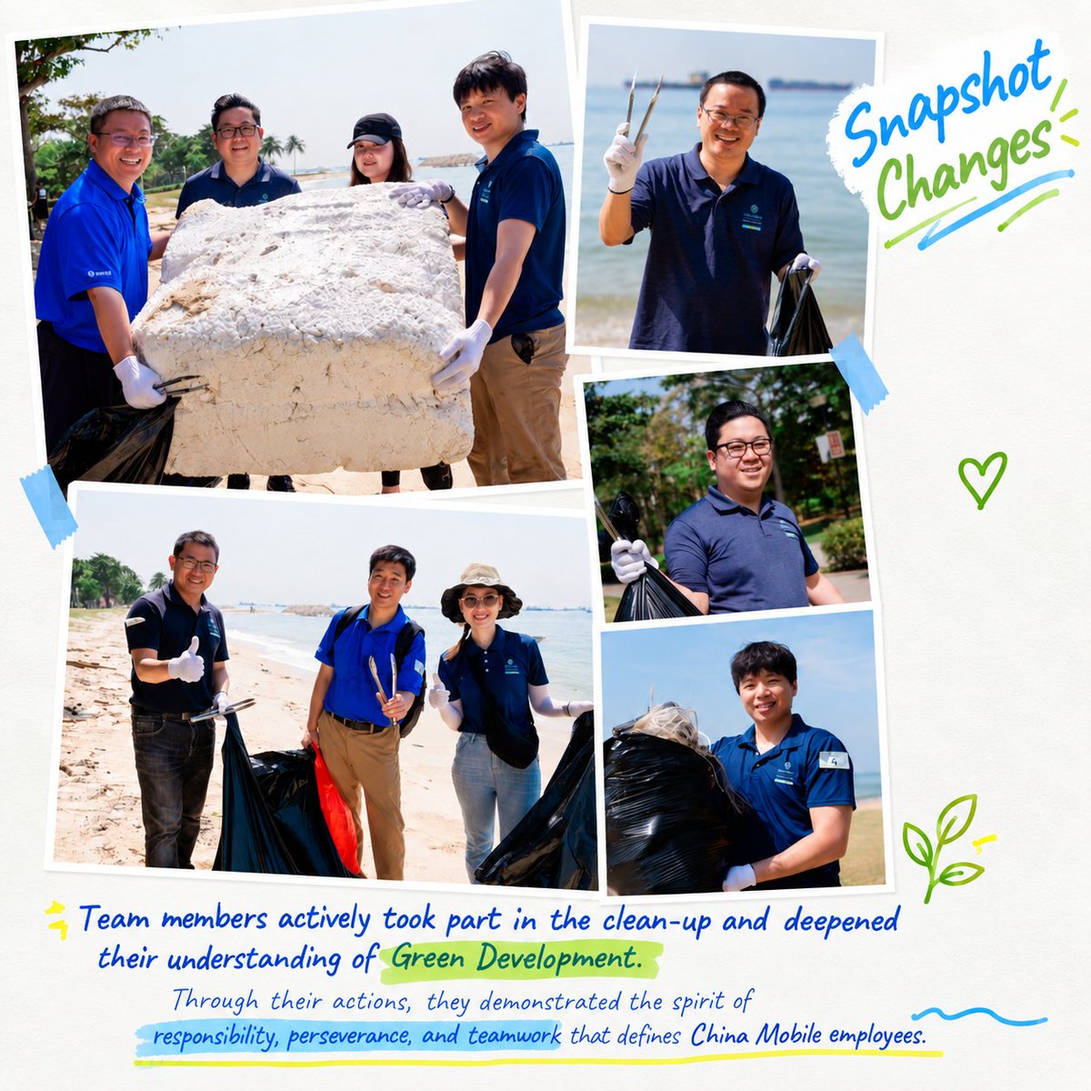 ChinaMobile_X's tweet photo. I believe every action counts for our future.
China Mobile International joined the third Coastal Clean-Up Day at East Coast Park in Singapore, putting responsibility and teamwork into action. #SnapshotChanges #GreenDevelopment https://t.co/Xsy3pzhgrG
