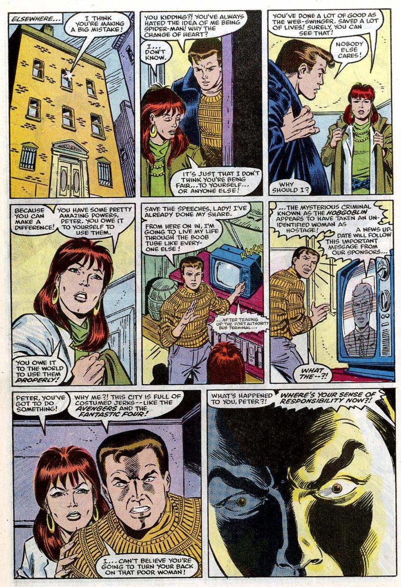 expkpbnotabot's tweet photo. @CzarnianBriber Oh, my eyes! Such horrible and garishly bright modern digital recovering. 🫣
#MarvelInThe80s
#TheAmazingSpiderMan
#OriginalScanOriginalColor
Ron Frenz - Penciler
Josef Rubinstein - Inker
Nelson Yomtov - Colorist
1986 https://t.co/I8ALnWMXdn