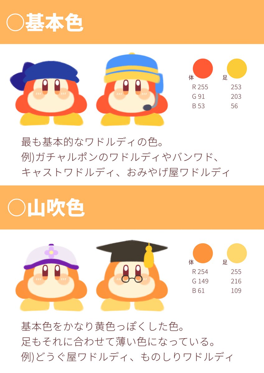 mrdkkrg's tweet photo. ワドルディ色表 https://t.co/zsvZd8SbTk