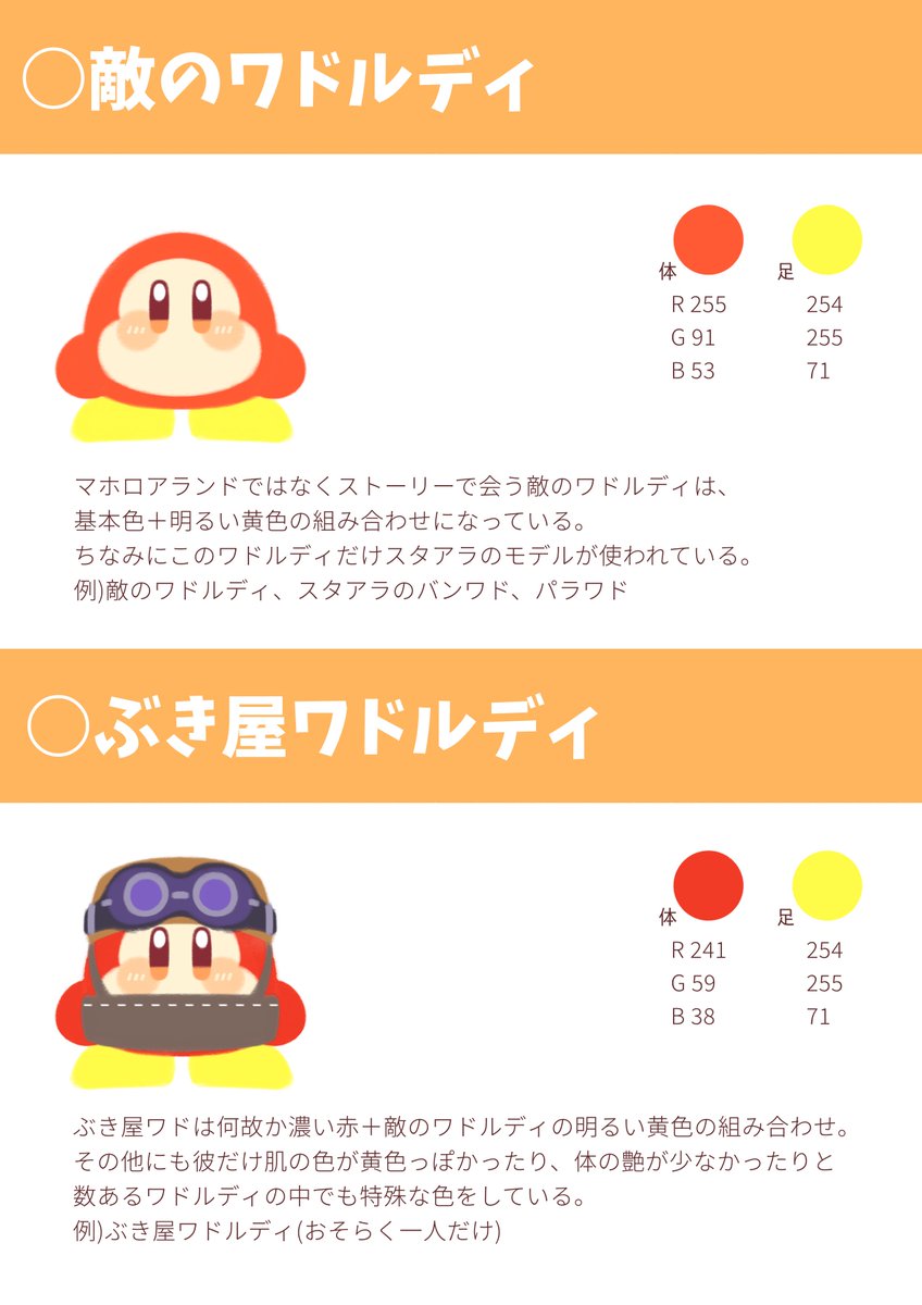mrdkkrg's tweet photo. ワドルディ色表 https://t.co/zsvZd8SbTk