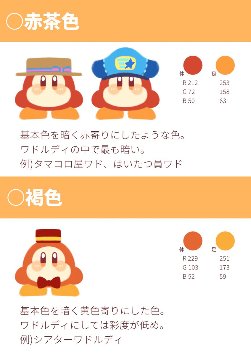 mrdkkrg's tweet photo. ワドルディ色表 https://t.co/zsvZd8SbTk