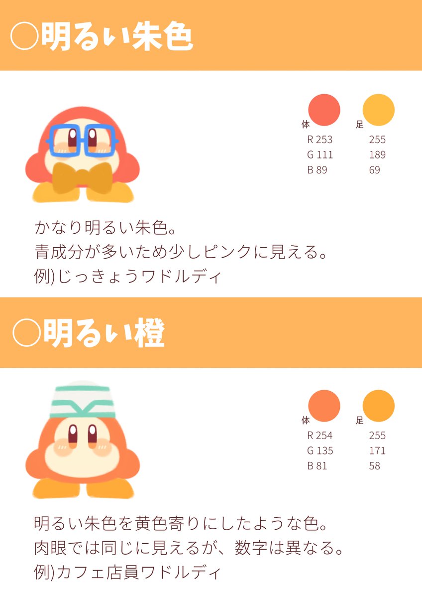 mrdkkrg's tweet photo. ワドルディ色表 https://t.co/zsvZd8SbTk