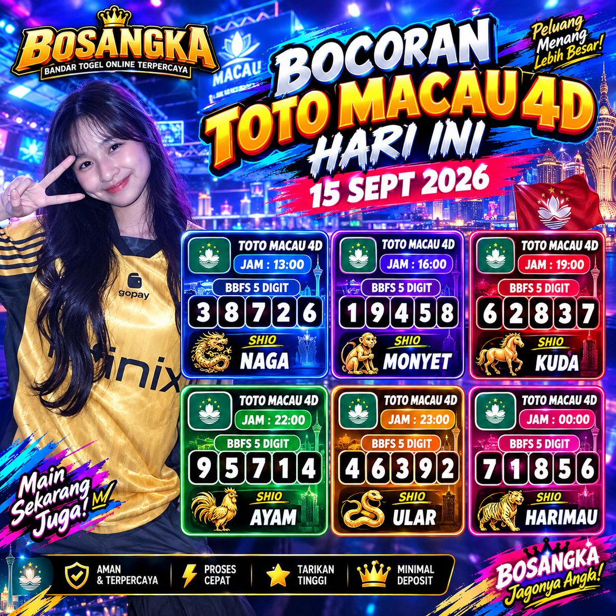 ruangbosangka1's tweet photo. 🔥 TOTO MACAU HARI INI | 15 SEPTEMBER 2026 🔥
🎯 Prediksi Toto Macau 4D &amp; 5D Hari Ini
📲 Telegram: @ruangbosangka
🔗 Info: https://t.co/WkIFjg4kNh
🍀 Pantau update prediksi terbaru setiap hari!

#TotoMacau #PrediksiTotoMacau #TotoMacauHariIni #Prediksi4D #Prediksi5D #BOSANGKA https://t.co/RZtLCKgUF8