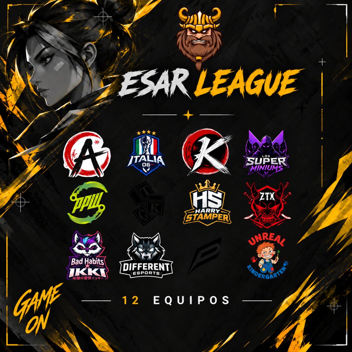 ESARLeague's tweet photo. Oficialmente tenemos los equipos que competirán este 24 de Septiembre por los $1000USD! 🏆 🏆

Cada equipo cuenta con un roster super destructivo, que nos darán un show increíble en toda Latinoamérica!

TEAMS: 
Akari Esports (AKI) 
Italia06 (ITA) 
Kaizen Esports (KZN) 
Los Super Miniumss (LSM) 
PlátanoPower (PPW) 
Toto's Kinder Garden (TKG) 
Harry Stamper (UWU) 
Unreal Kindergarten (UKG) 
Different Esports (DIF) 
BAD HABITS x IKKI (BXI) 
Pegasus Esports (PGS) 
Zentryx eSports (ZTX)

📅 Pronto estaremos publicando mas actualizaciones y detalles que se vienen para esta primera edición.

Equipos, jugadores y comunidad estén atentos🍺