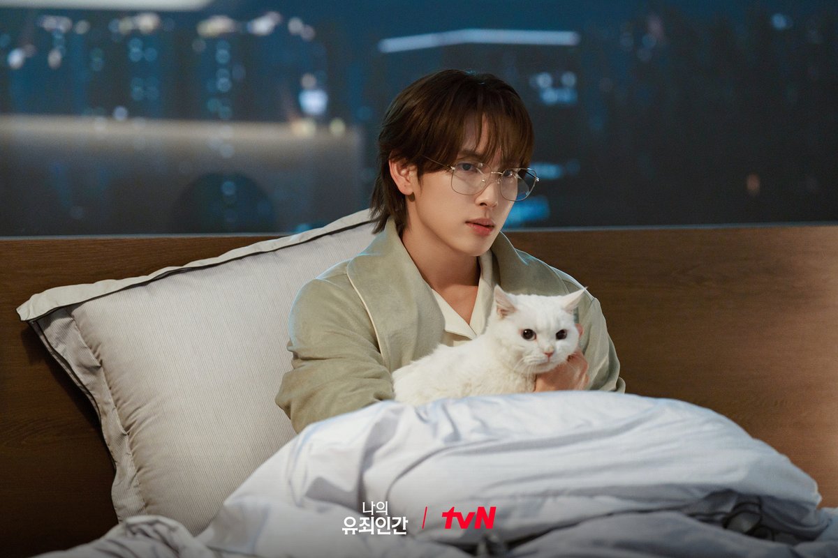 CJnDrama's tweet photo. 태강그룹 차기 후계자 윤이준의 반전 매력: 
밖에서는 까칠 예민미 MAX 보스🤨
집에서는 고양이 앞 무장해제 집사!?😻

밀착 스릴 로맨스 <나의 유죄인간>
10/19 [월] 저녁 8:50 첫 방송 | tvN

#tvN #나의유죄인간 #LOVEINDISGUISE
#임시완 #설인아 #김정현 #연우
#즐거움엔20tvN #스트리밍은TVING https://t.co/5fIgQO2l7F