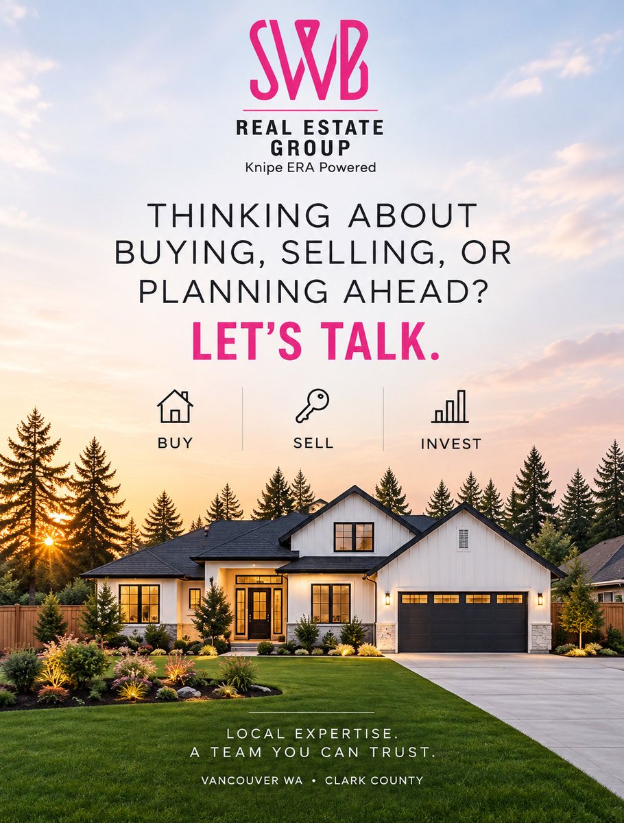 SWBGroup's tweet photo. Monday motivation 🏡

Big goals don’t happen overnight — they start with a plan, a starting point, and the right team behind you.

Whether you’re buying, selling, or simply planning ahead, SWB Real Estate Group is here to help you move forward with confidence.

📞 360-836-6799 https://t.co/AgJH1GxI9U