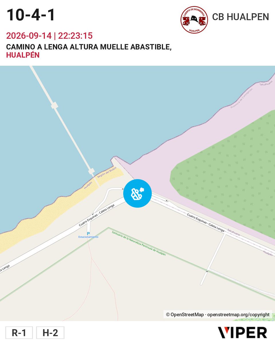 CentralHualpen's tweet photo. 10-4-1 CAMINO A LENGA ALTURA MUELLE ABASTIBLE /  R-1, H-2 https://t.co/h4o9LdFmh2