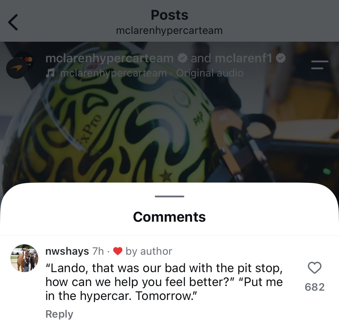 landopione's tweet photo. liked by mclaren hypercar team 😭😭😭 https://t.co/ZZ27UlwEc0