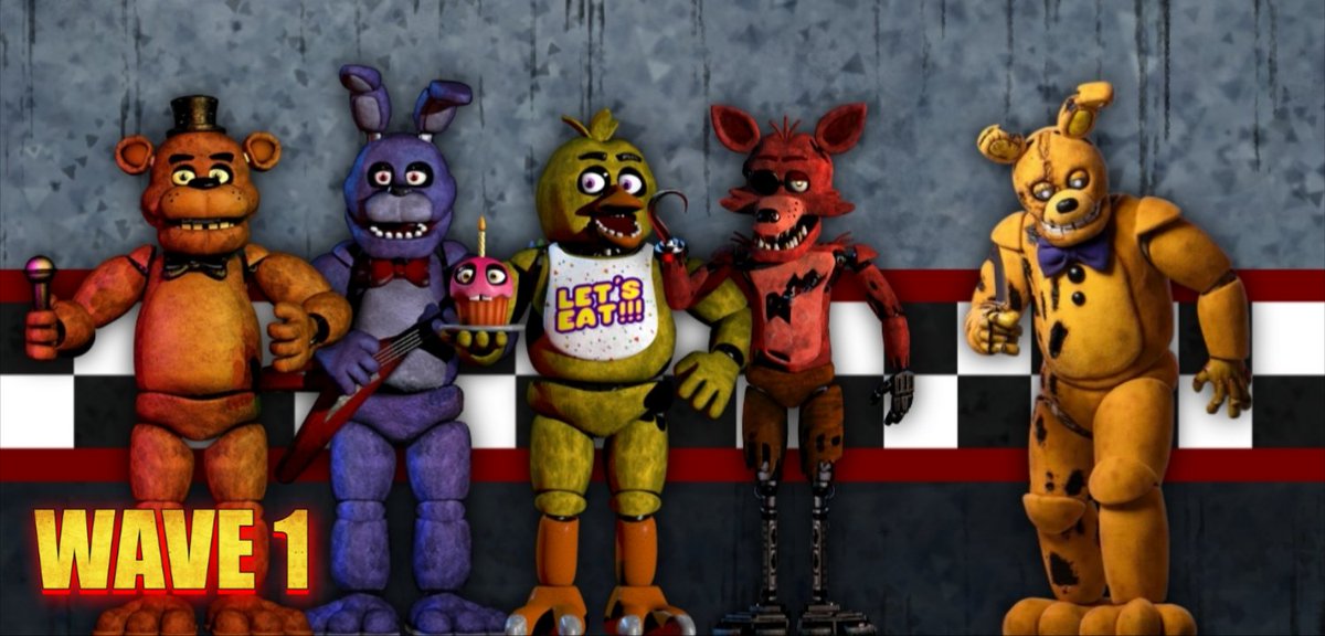 SkullZSkeleton's tweet photo. If it was the Glamrocks it would've been a Pizzaplex inspired POI, but since it's based off the FNAF Movie pizzeria as far as I'm concerned the Galmrocks are completely off the table (at least for wave 1).

It's 100% gonna be the Classics from the game and possibly Yellow Rabbit. https://t.co/exPu6rFusO