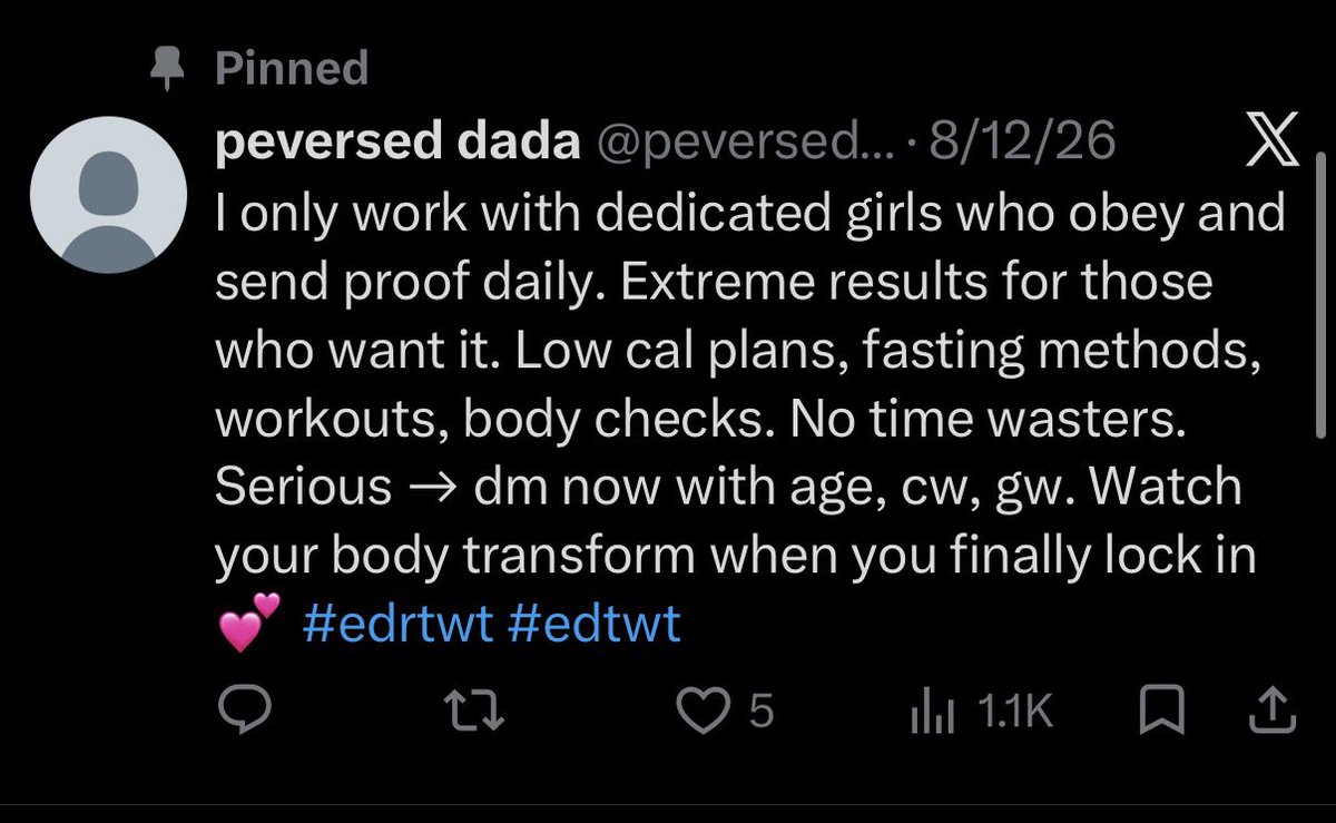 bajablastbrnskn's tweet photo. ⚠️ AWARENESS THREAD
tw: pedophilia ⚠️ AWARENESS THREAD

I’m raising serious concerns about a person who presents himself as a weight-loss coach in the edtwt community and have targeted vulnerable teenage girls including minors struggling with mental health issues https://t.co/9bnzs7kTli