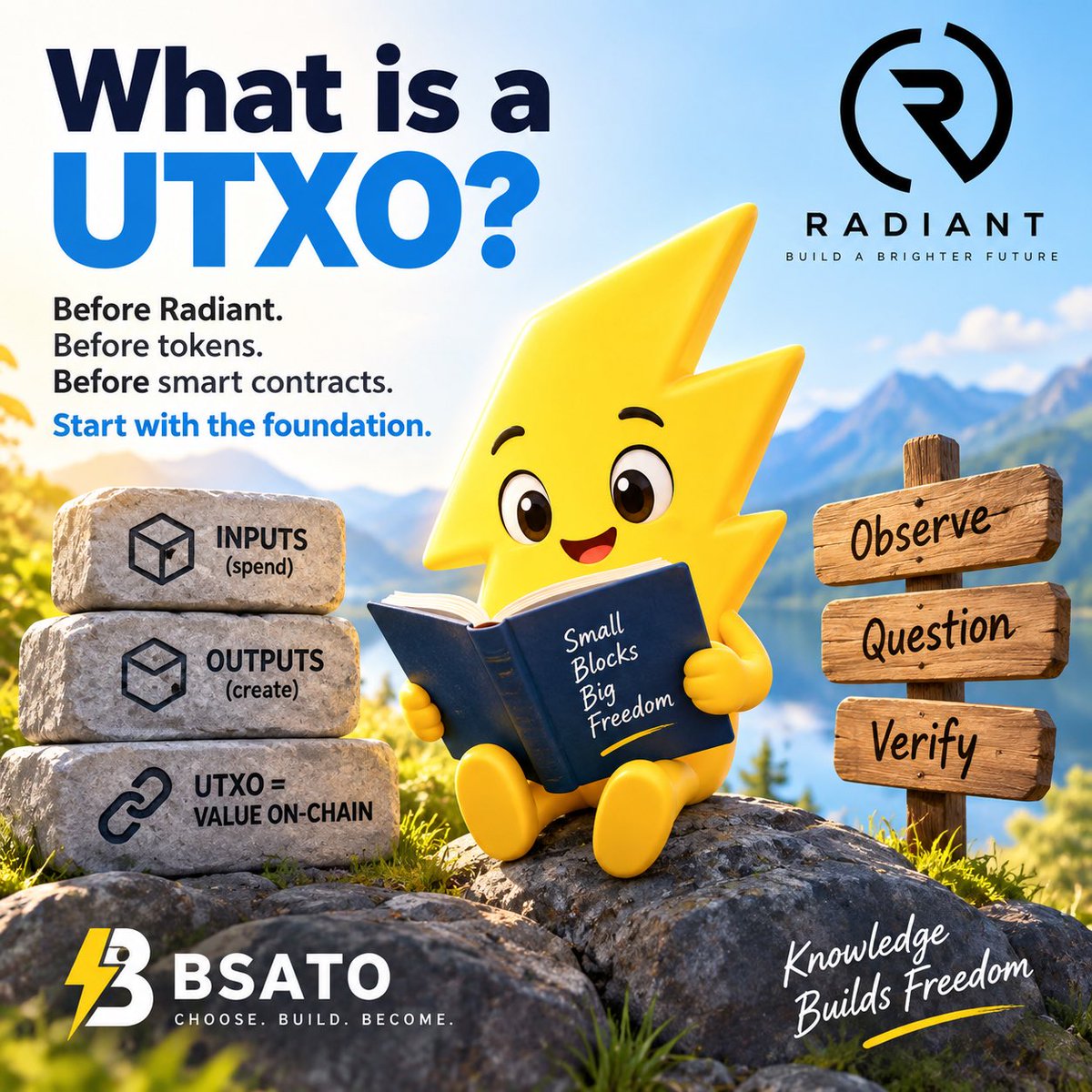 BSATOrxd's tweet photo. Most people meet a blockchain through its price.

We want to start somewhere else:
how it actually works.

Before Radiant.
Before tokens.
Before smart contracts.

Start with the foundation.

What is a UTXO?

Observe. Question. Verify. ⚡

#BSATO #UTXO #Radiant #RXD https://t.co/2HTqwjXRRL