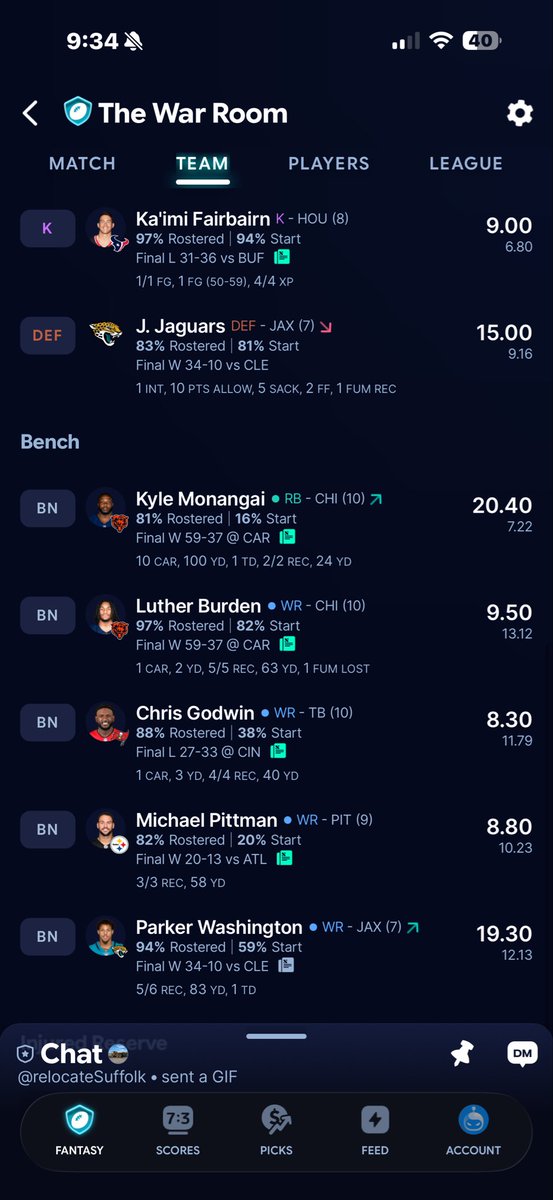 StoxkFinance's tweet photo. @PPRFantasyTips Yessir, feel really good about this team https://t.co/I365otYqVF