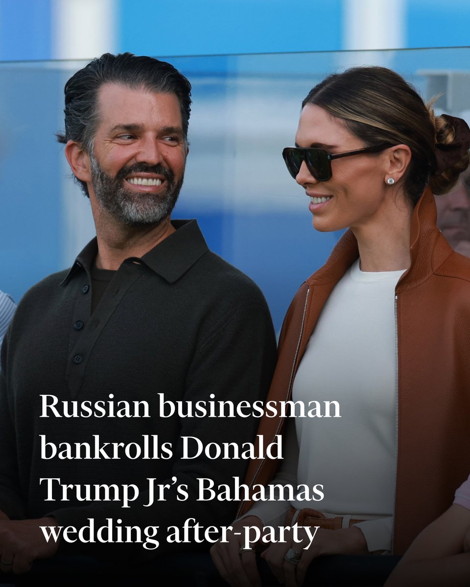 FT's tweet photo. The US president’s eldest son and his wife Bettina Anderson posted on Instagram that they had a private wedding and confirmed that Umar Kremlev, who is reportedly close to Vladimir Putin, paid for part of the celebration. https://t.co/XDuXLuFEEM https://t.co/UxTwxPlLXT
