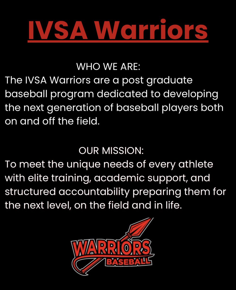 IVSABBPOSTGRAD's tweet photo. Introducing the IVSA Warriors: 

Elite training. Real development. 
A real path forward. 

Over 40 college commitments in 2 years. 
Reach out today. 
Extend your career tomorrow. 

📍Flowery Branch, GA https://t.co/pm9pXHXQRj
