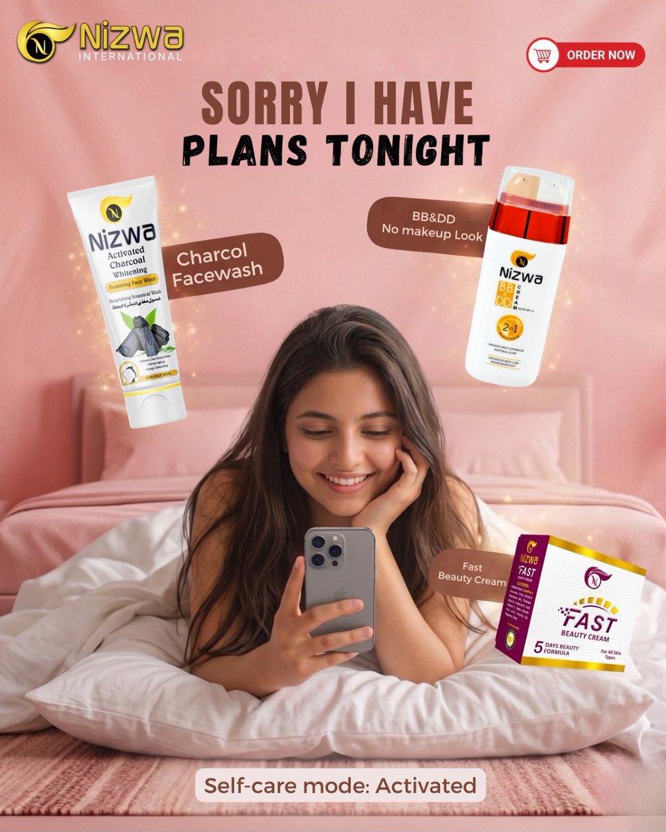 ChassidyLosd2n's tweet photo. Sorry, I have plans tonight! 💆‍♀️✨
Phone on silent, lights dimmed, and skincare routine ON 🌙
Tonight's date is just with myself — because self-care isn't a luxury, it's a necessity 💖
✨ Step 1: Nizwa Activated Charcoal Facewash — wash away the https://t.co/Z8WBLMkcVz