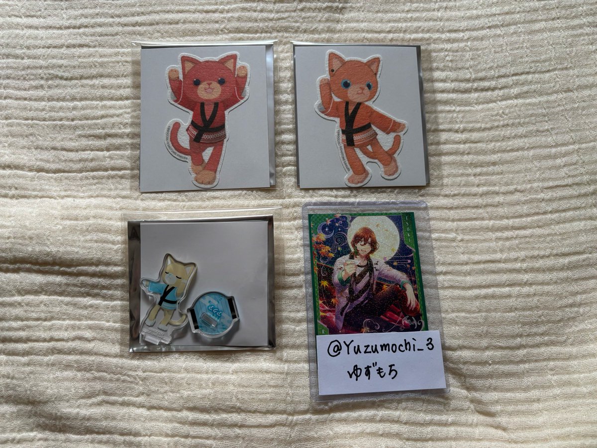 Yuzumochi_3's tweet photo. 【交換】うたプリ　グラショ

（譲）
①和紙ステッカー：音也
②マドポチ：真斗
③プリキャくじ：ロッソ、アランチャ、アクア
④インスタントティー：音也、カミュ

（求）
①②③嶺二、ヴェルデ
④レン、蘭丸

9/19池袋、別日都内手渡し、郵送。
検索からもお声掛けください！ https://t.co/DishcWEit7