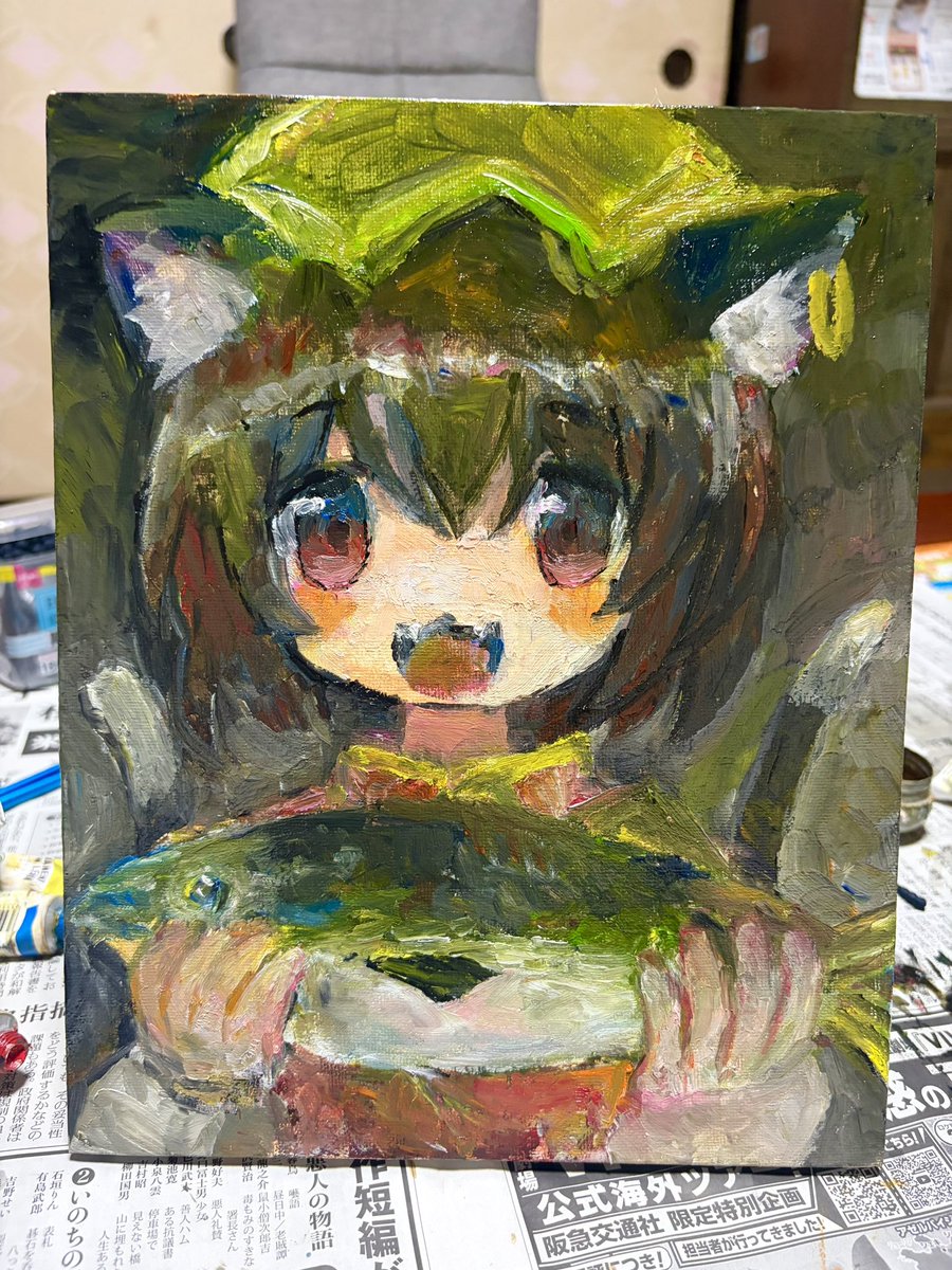tungsten_mochoo's tweet photo. 橙ちゃんの油絵 https://t.co/Ub5TNUvXwD